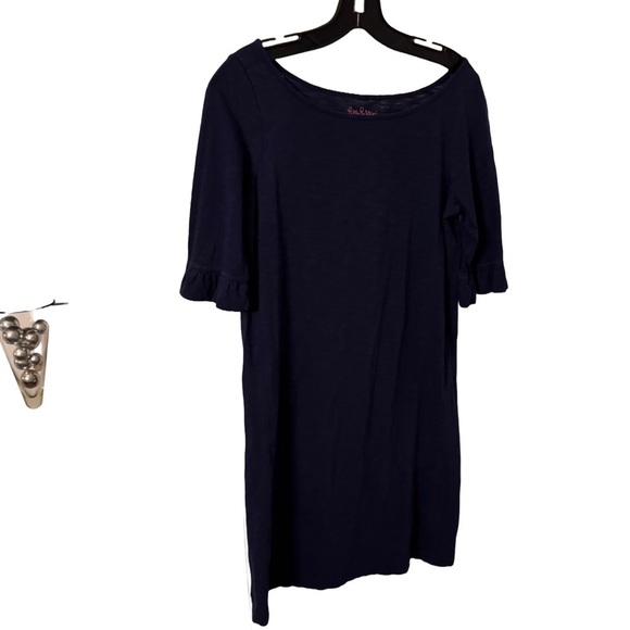 LILLY PULITZER Somerset Dress Size Small Navy Blue Ruffled Sleeves Women’s - Picture 1 of 9